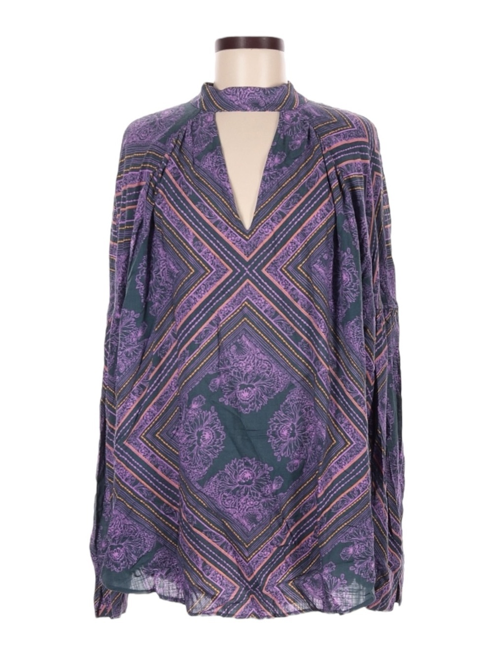 NWT Free People Walking On A Dream Tunic Choker Boho Top M Purple